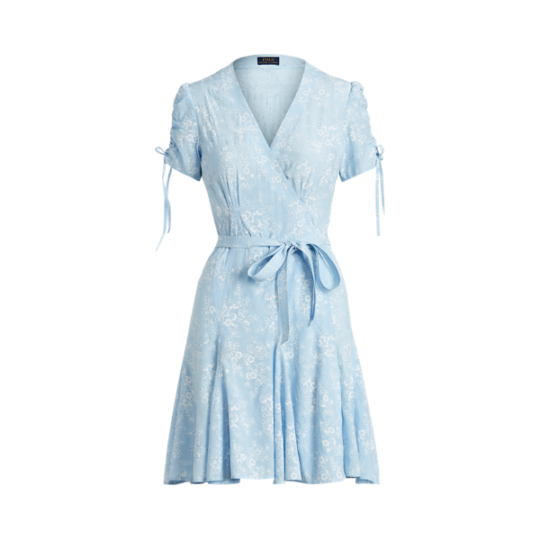 Robe portefeuille fleurie en crêpe