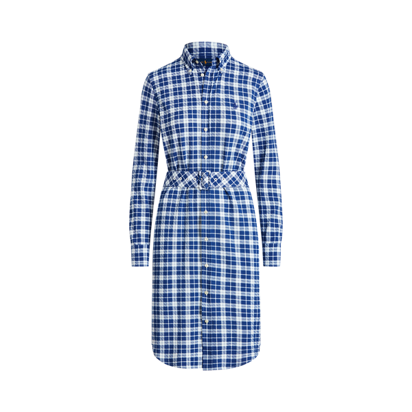 Robe-chemise écossaise en coton