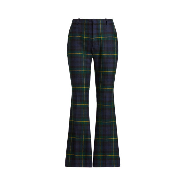 Pantalon motif tartan en laine d'agneau