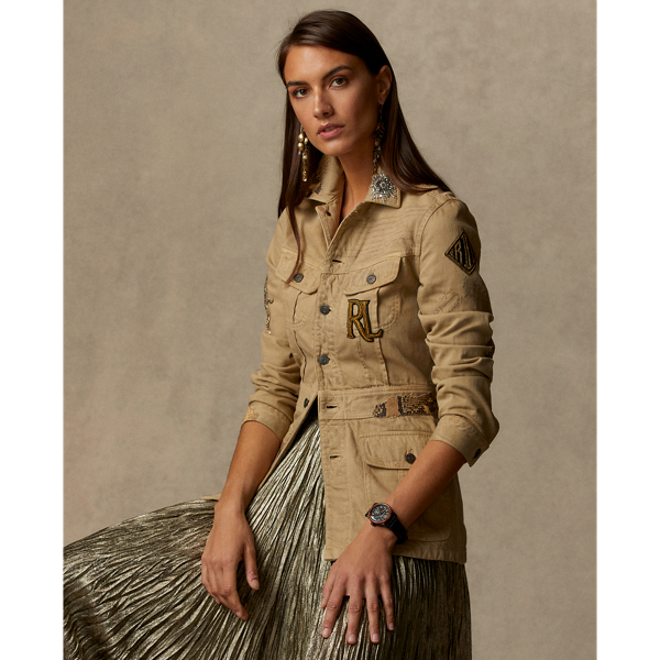 Ralph Lauren Bacall Safari Jacket W/ Iconic Patch Applique In Safari Tan |  ModeSens