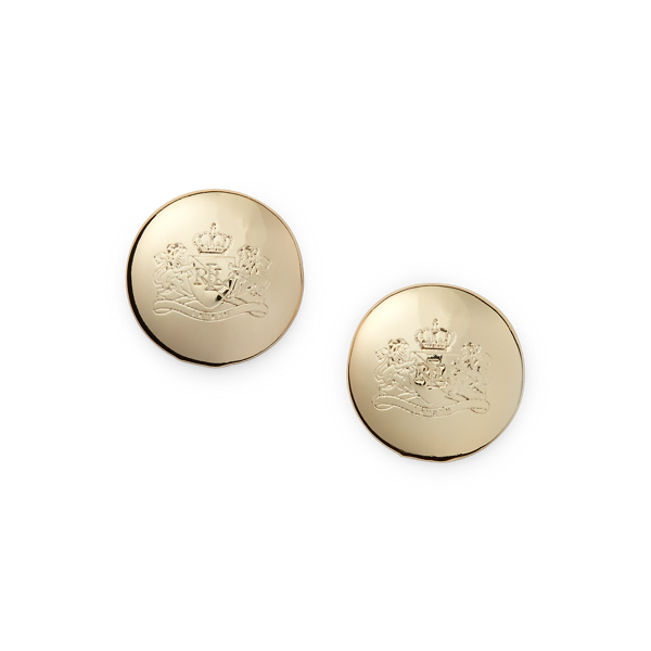 Puces d'oreilles dorées à écusson