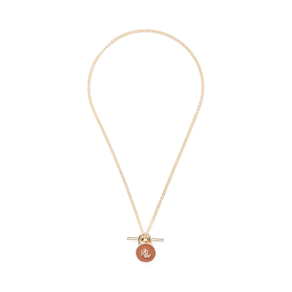 Collier cadenas en cuir à logo doré