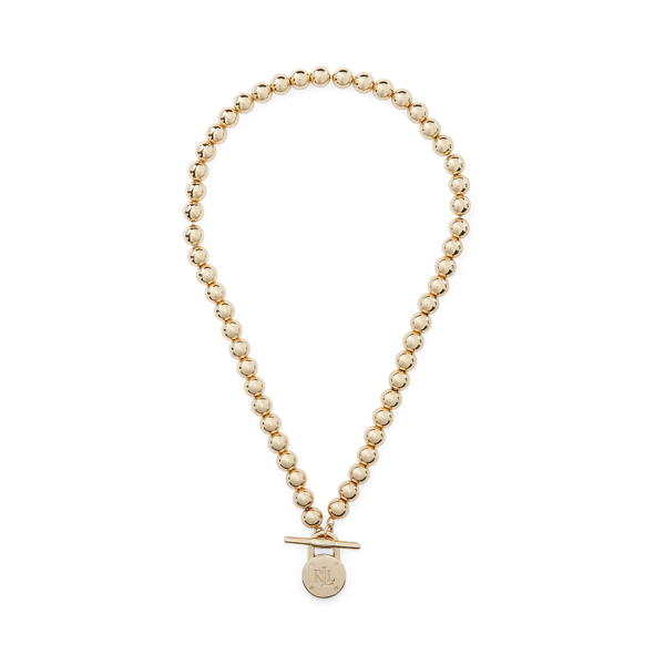 Collier doré avec perles à logo