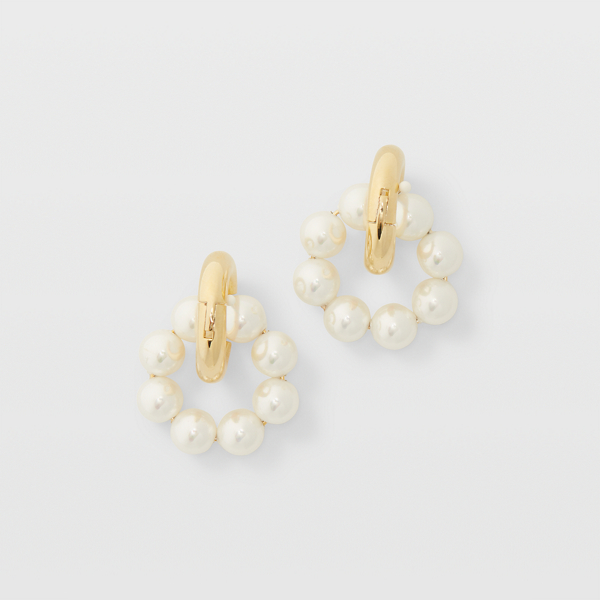 Club Monaco Gold Serefina Link Pearl Earrings In Size One Size