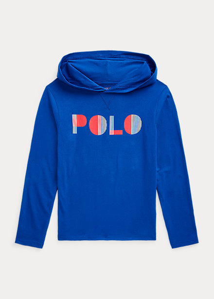 Polo Ralph Lauren Kids' Logo Cotton Hooded Tee In Rugby Royal