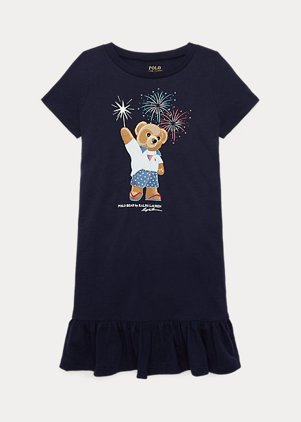 Polo Ralph Lauren Kids' Polo Bear Cotton Jersey Tee Dress In French Navy