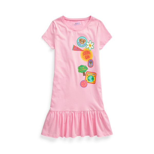 Polo Ralph Lauren Kids' Cotton Jersey Graphic Tee Dress In Taylor Rose