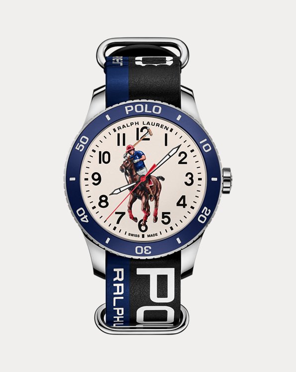 Relógio Polo Sport com bisel azul e mostrador branco