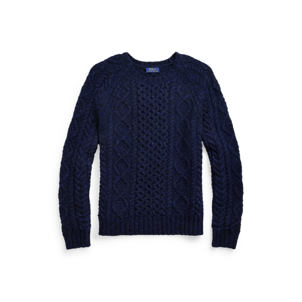 Pull en tricot d'Aran en laine tachetée
