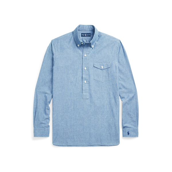 Chemise ajustée en chambray indigo