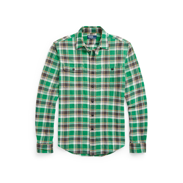 Chemise workwear écossaise ajustée sergé