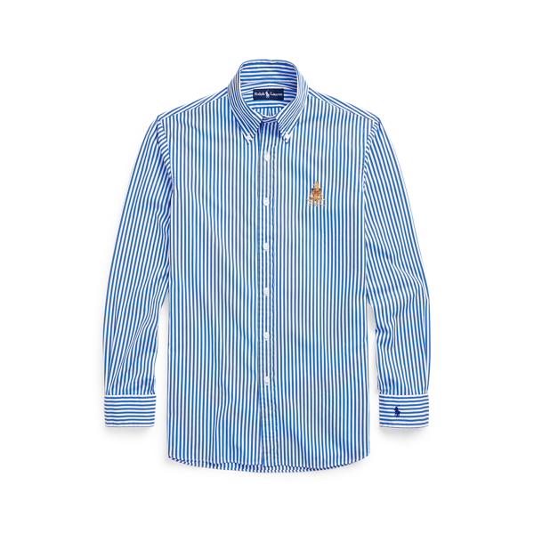 Chemise rayée ajustée popeline grattée