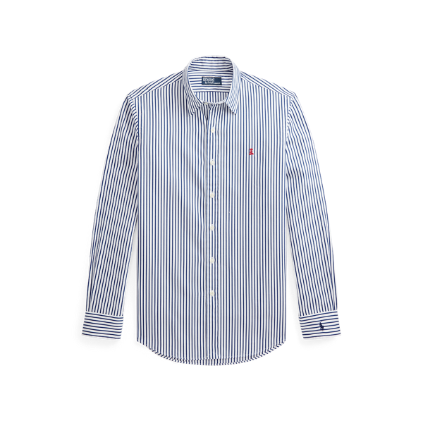 Chemise rayée ajustée popeline grattée