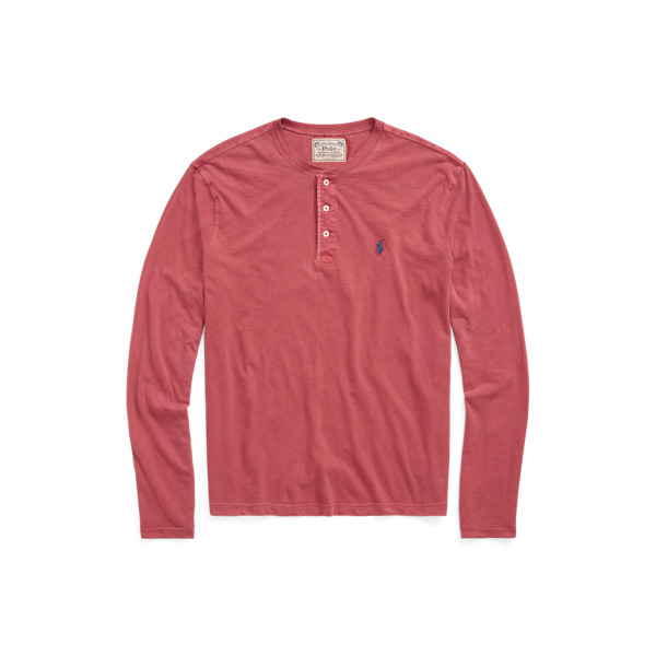 Ralph Lauren Slub Jersey Henley Shirt In Northwest Deep Red