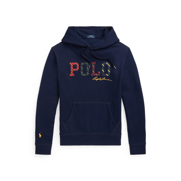 Sweat à capuche rayé à logo en molleton