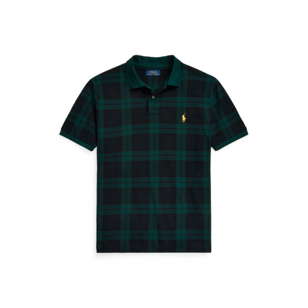 Polo ajusté en piqué à motif tartan