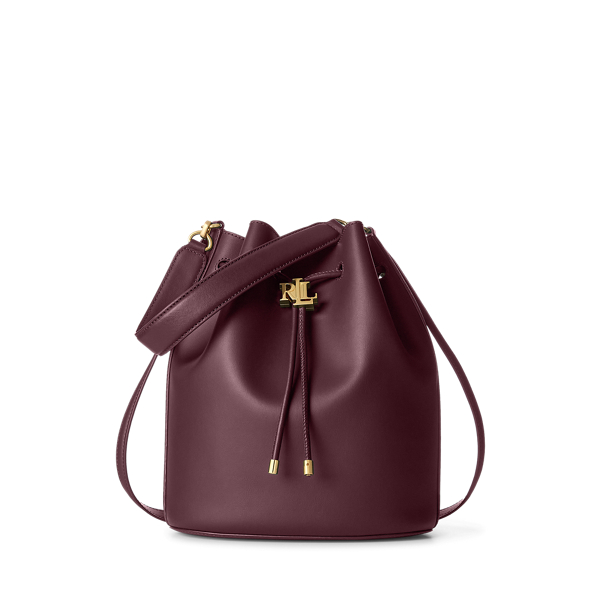 Lauren Ralph Lauren Leather Large Andie Drawstring Bag In Bordeaux