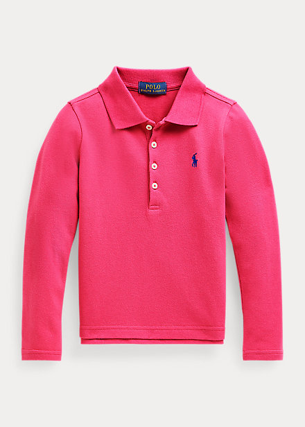 Polo Ralph Lauren Kids' Mesh Long-sleeve Polo Shirt In British Purple