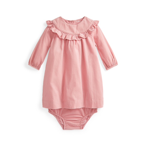 Robe volantée en velours côtelé