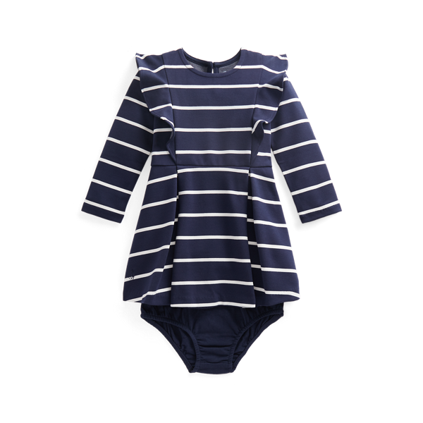 Robe rayée et bloomer en jersey ponte