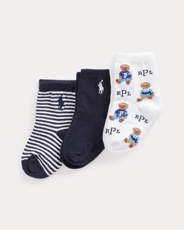 3 paar gestreepte sokken met Polo Bear