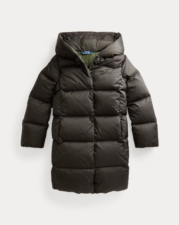 Water-Repellent Quilted Down Long Coat