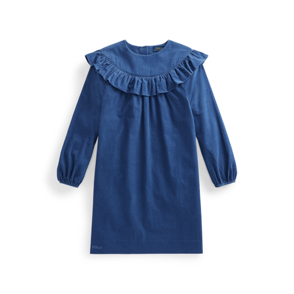 Robe volantée en velours côtelé