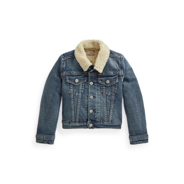 Veste en denim et fausse peau lainée