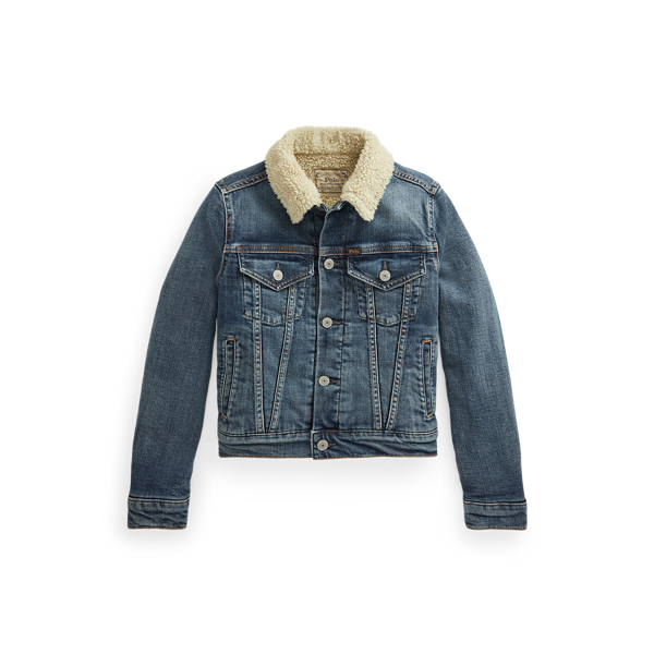 Veste en denim et fausse peau lainée