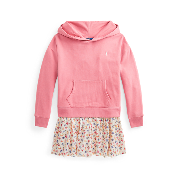 Robe-pull à capuche fleurie en molleton