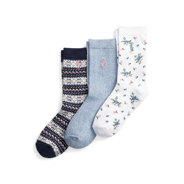 Ralph Lauren Bambina Abbigliamento Intimo Calze Tre paia di calze a fiori e Fair Isle 