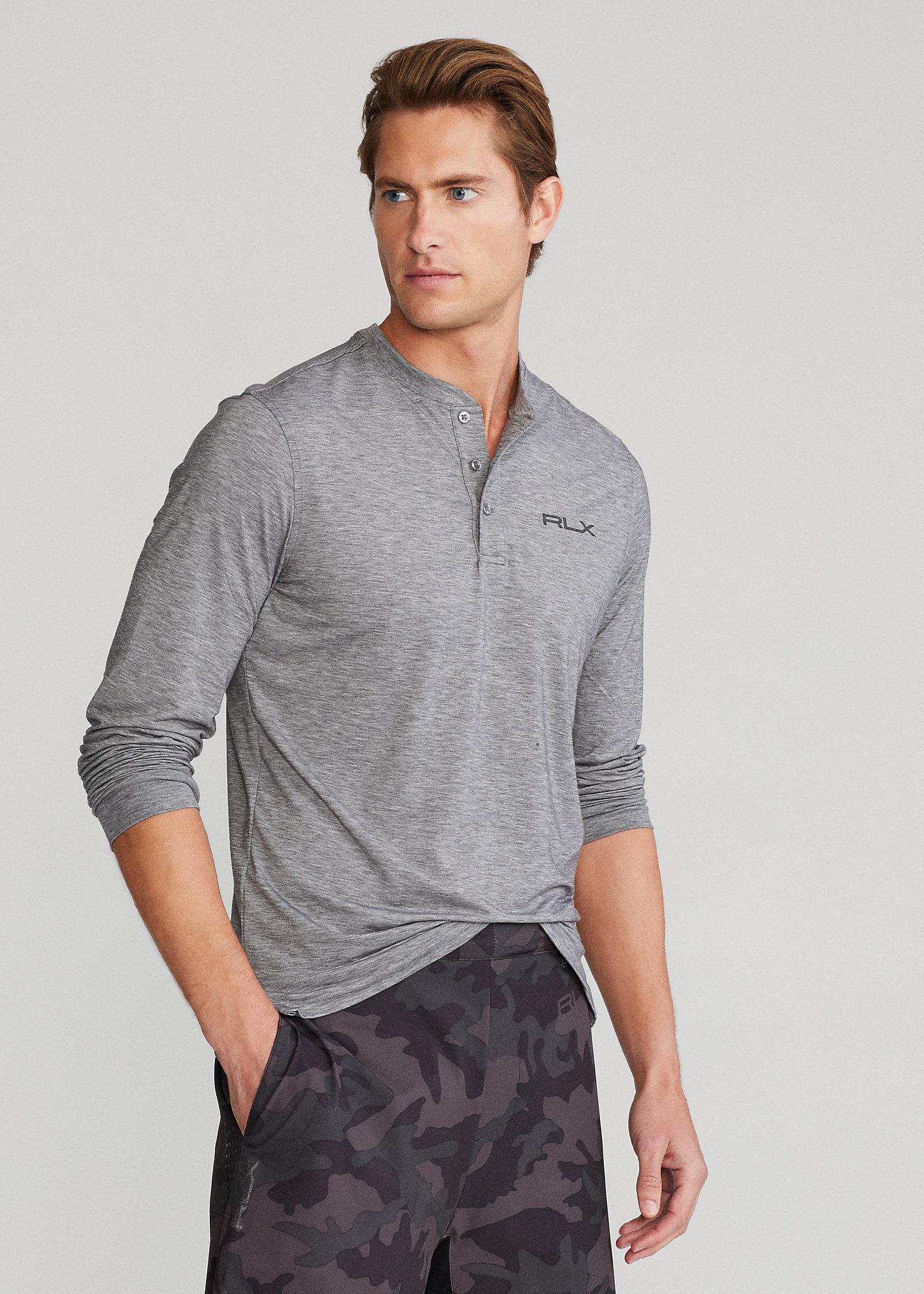 Classic Fit Stretch Jersey Henley Shirt