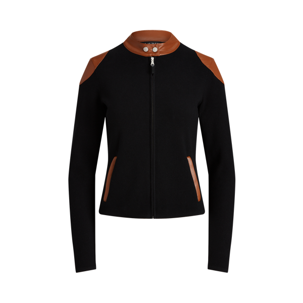 Cotton-Blend Zip-Up Moto Jacket