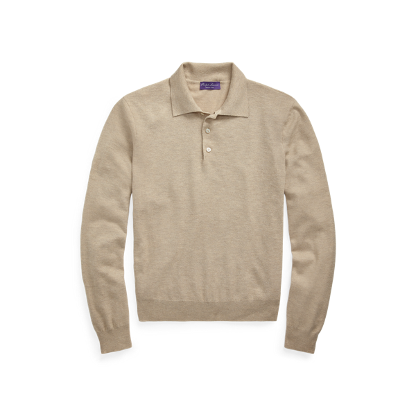 Pull col polo en soie et cachemire