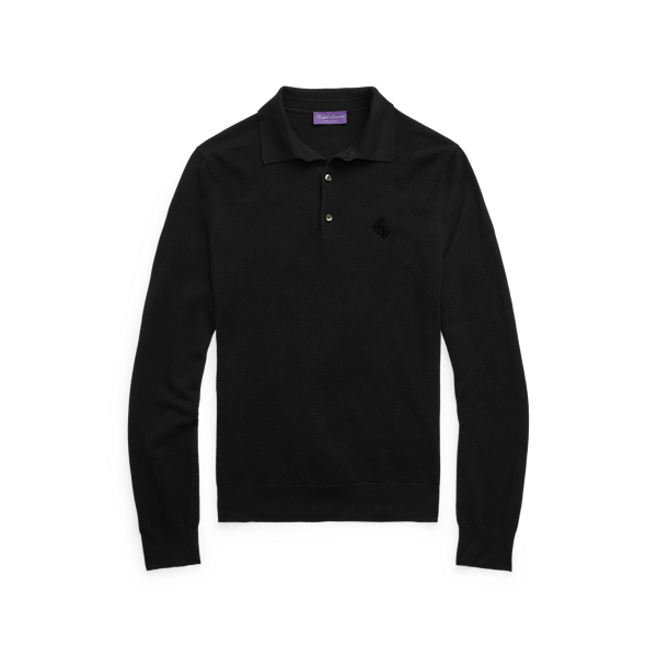 Pull col polo soie mélangé à monogramme