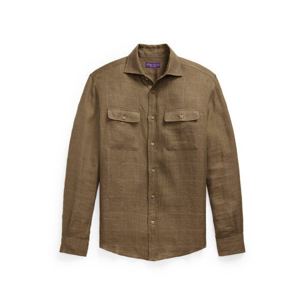 Chemise à carreaux en sergé de lin