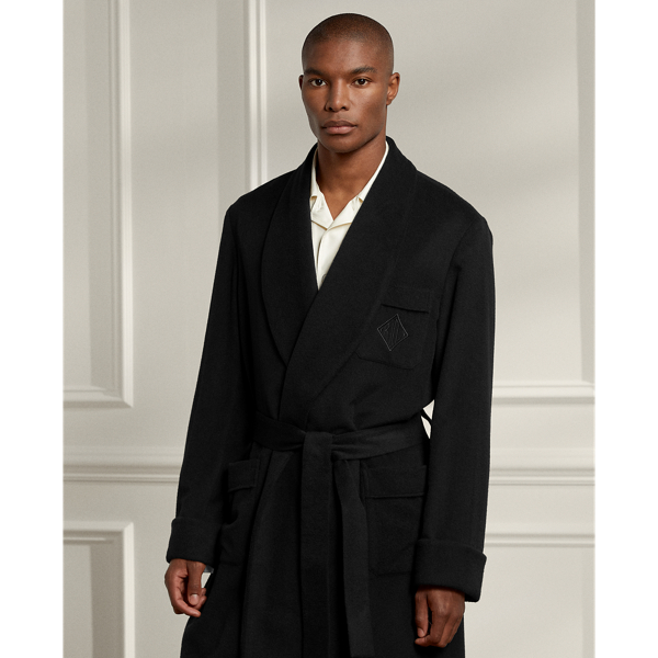 Shop Ralph Lauren Cashmere Robe In Black