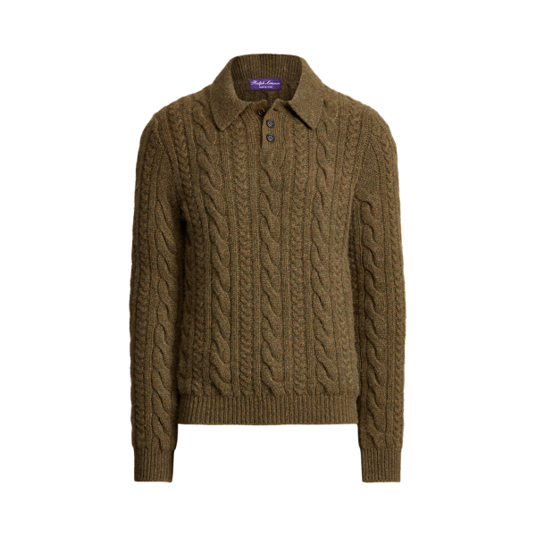 Pull à col polo en cachemire torsadé