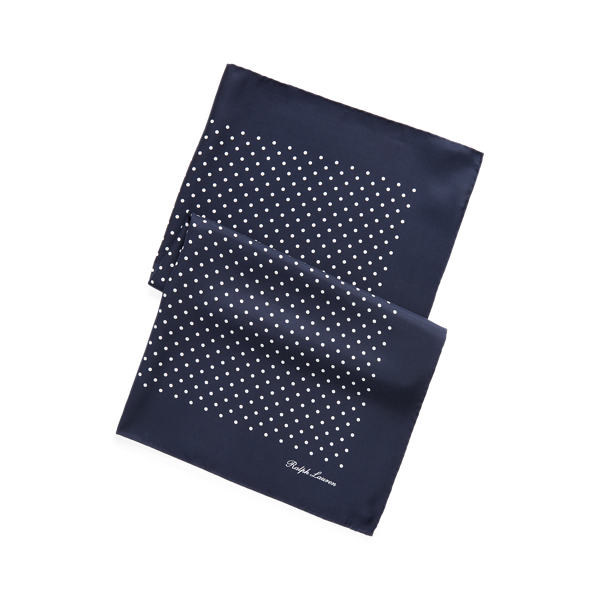 Polo Ralph Lauren Polka-dot Silk Scarf In Navy
