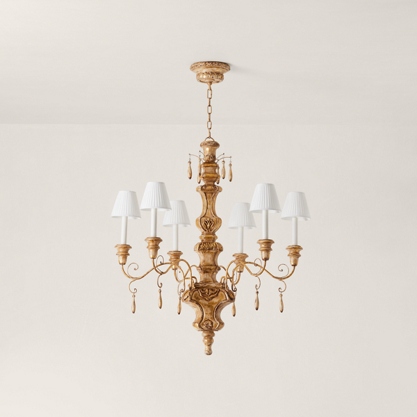 Ralph Lauren Marylea Large Hand-carved Chandelier In Gilded Brass