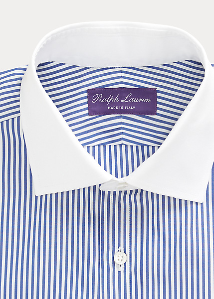 Shop Ralph Lauren Bengal-stripe French Cuff Shirt In Medium Blue And White
