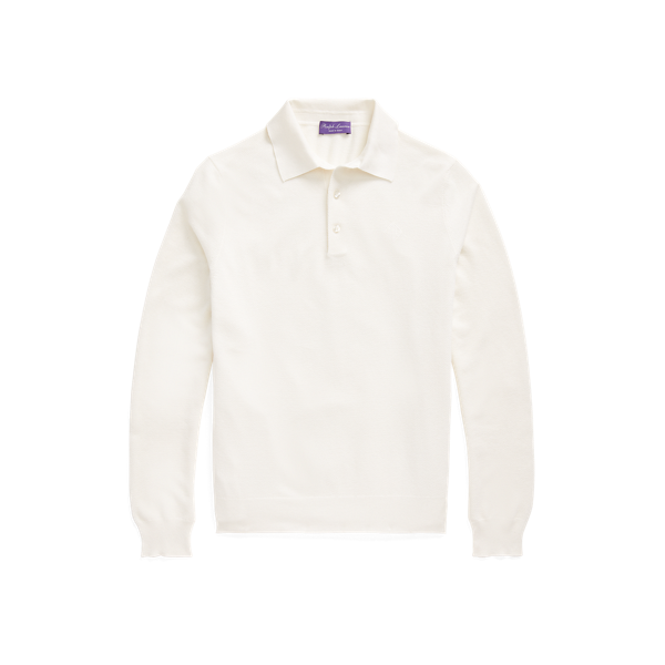 Pull col polo soie mélangé à monogramme