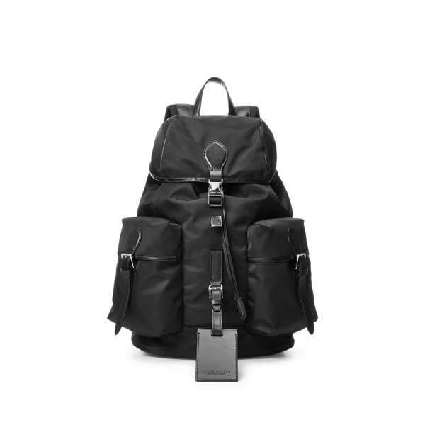 Sac à dos en sergé bordé de cuir