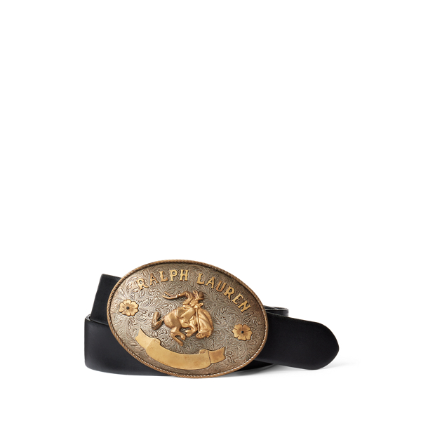 Polo Ralph Lauren Western Plaque-buckle Leather Belt In Dark