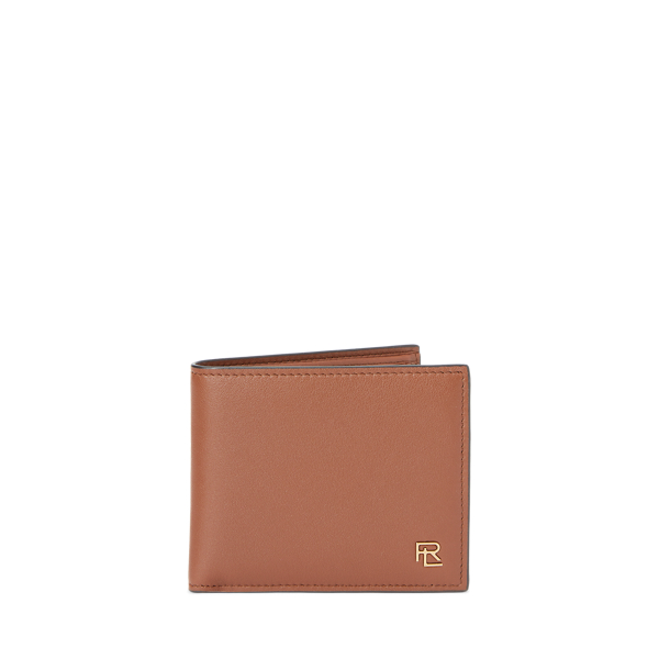 Polo Ralph Lauren Metal-plaque Calfskin Wallet In Chestnut