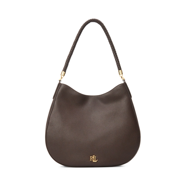 Lauren Ralph Lauren Pebbled Leather Charli Shoulder Bag In Dark