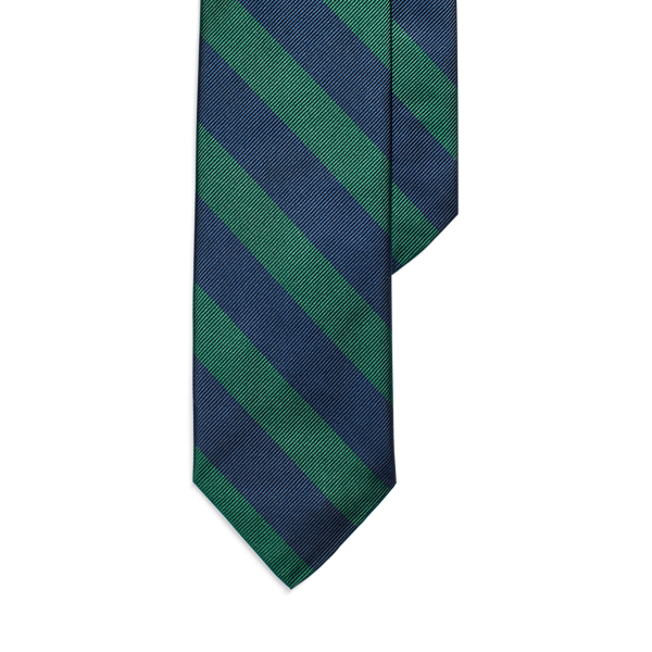 Cravate club étroite en soie rayée