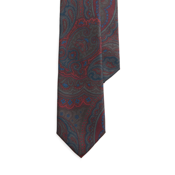 Cravate étroite en soie motif paisley