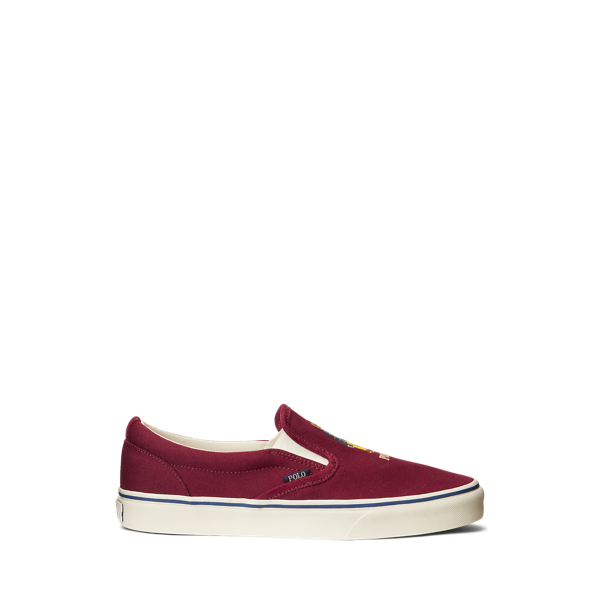 Polo Ralph Lauren Keaton Polo Bear Canvas Sneaker In Classic Wine/bear