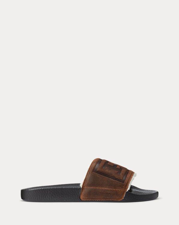Faux-Shearling-Lined Suede Slide